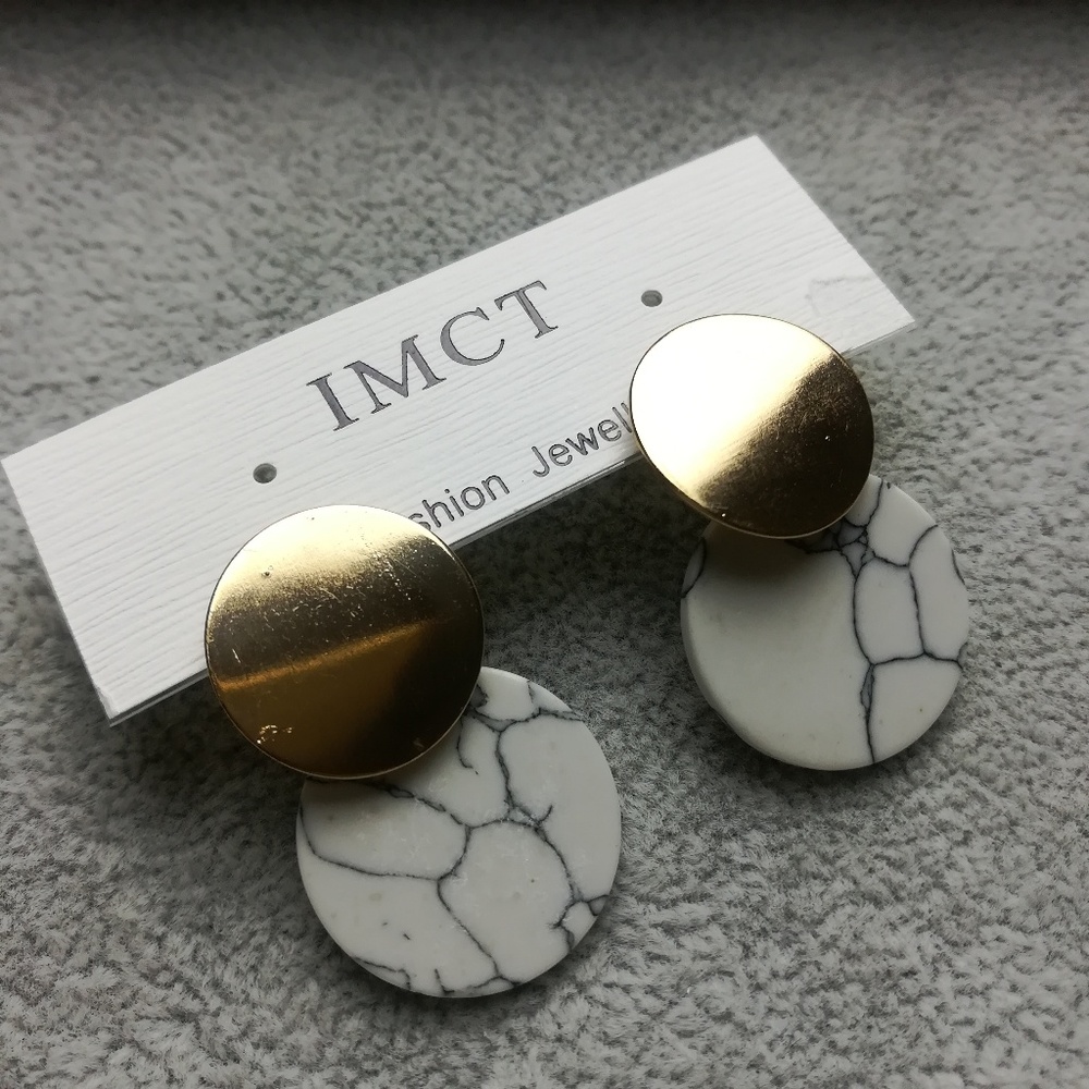 Gray Marble Earrings